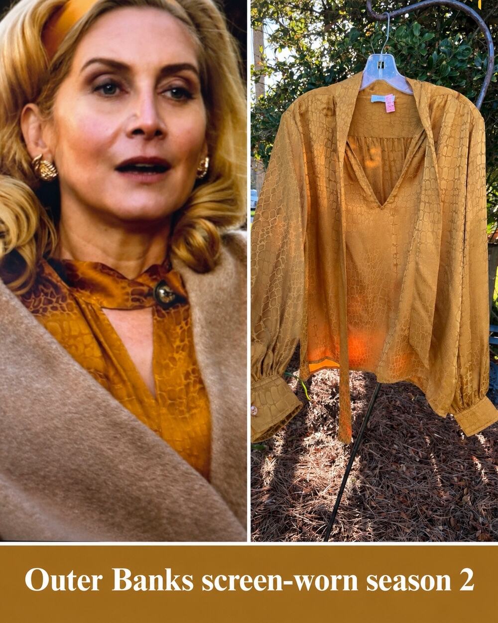Anine Bing Delilah Silk Blouse Top M Outer Banks Screen Worn Netflix Wardrobe S2